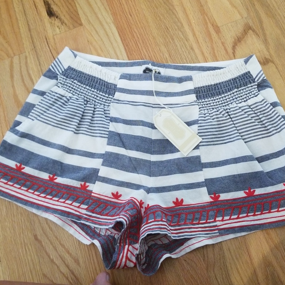 Mudpie red white and denim shorts NWT size XS